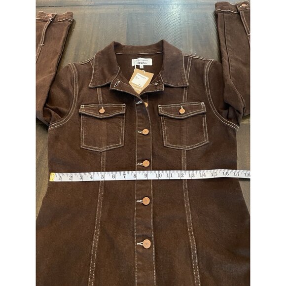 NWT Reformation Newman Brown Denim Button Front Mini Dress Long Sleeve Size 12 - Picture 8 of 13